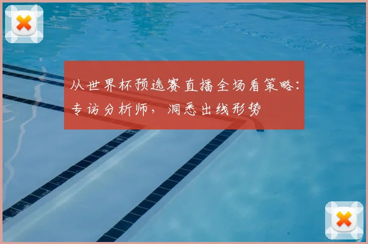 从世界杯预选赛直播全场看策略：专访分析师，洞悉出线形势
